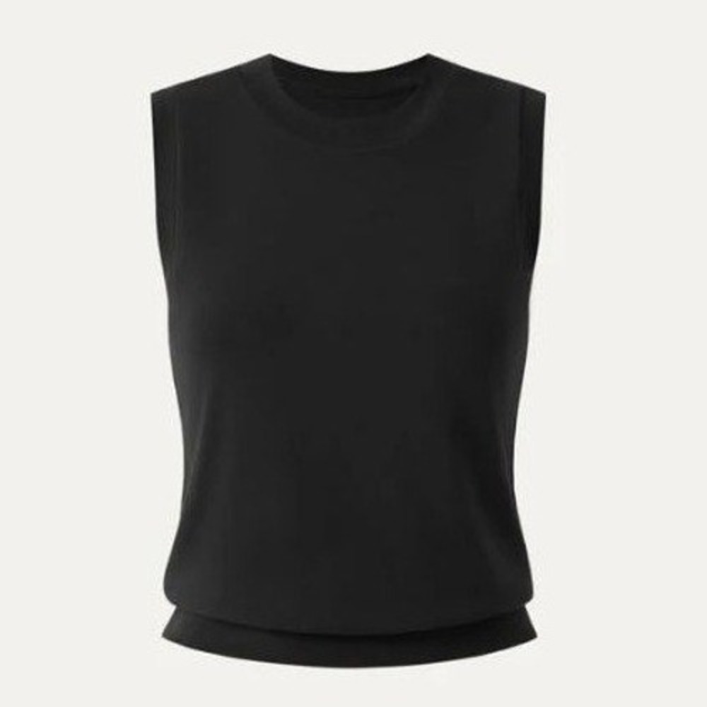 NEW OGL Sandwashed Sleeveless Crew Neck Top Women's Small Black Relaxed Cropped